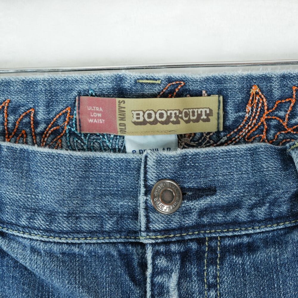 Vintage 90s Old Navy Jeans Womens 8 Regular Blue‎ Bootcut Tramp Stamp Distressed - Picture 5 of 13